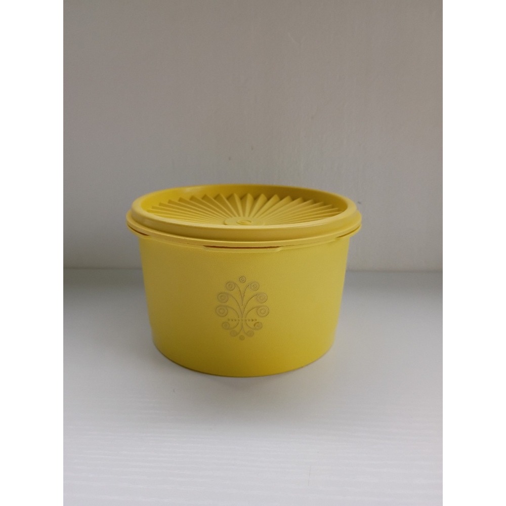 Vintage Tupperware Yellow Servalier Canister Container